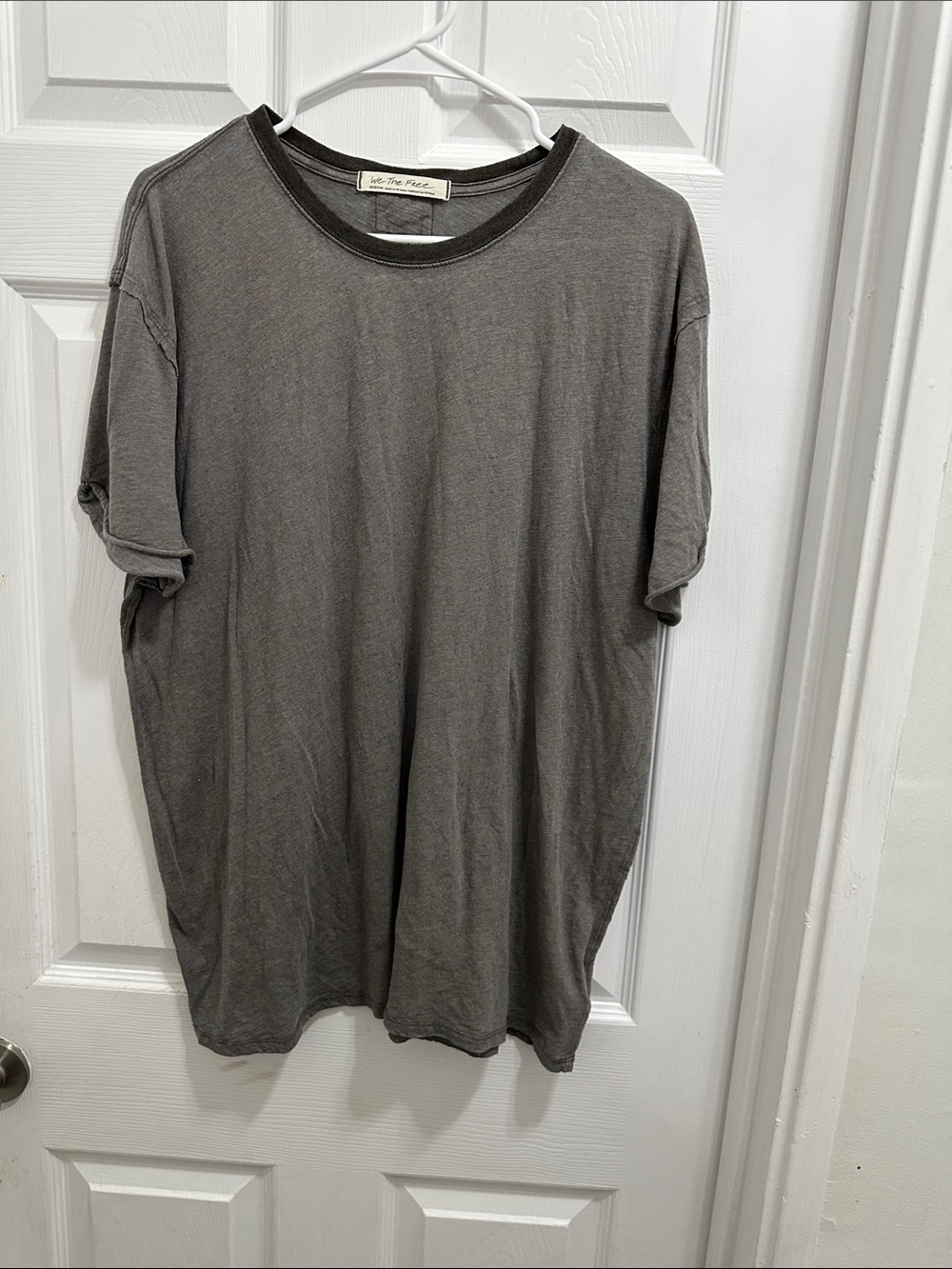 Free People We The Free Womens Gray Crewneck Short Sleeve Tee